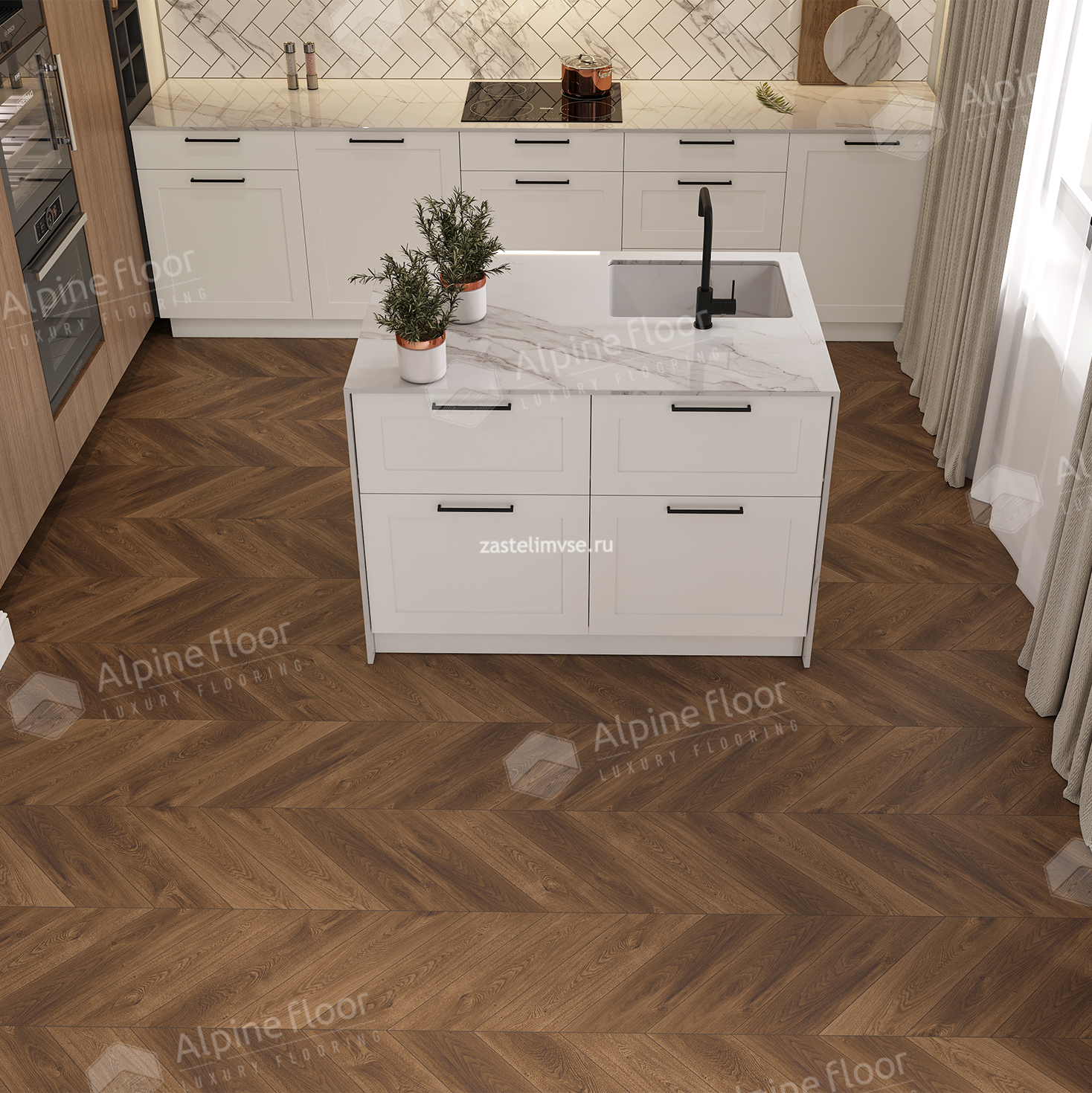 Кварцвиниловый ламинат AlpineFloor Chevron Alpine Дуб Коричневый Chevron ECO 18-13