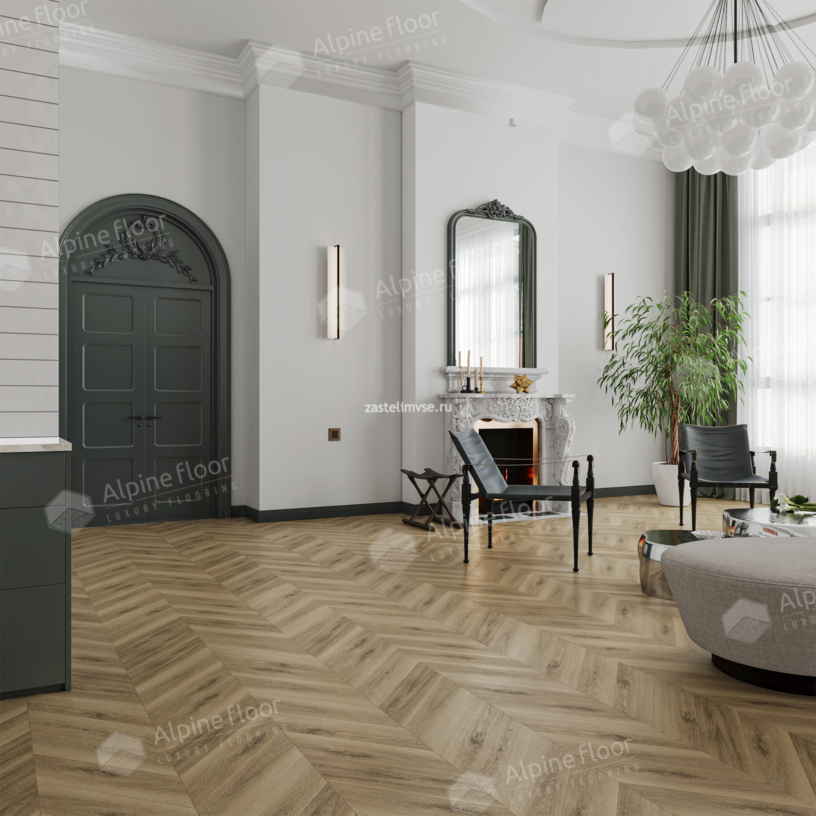 Кварцвиниловый ламинат AlpineFloor Chevron Alpine Вайпуа Chevron ECO 18-14