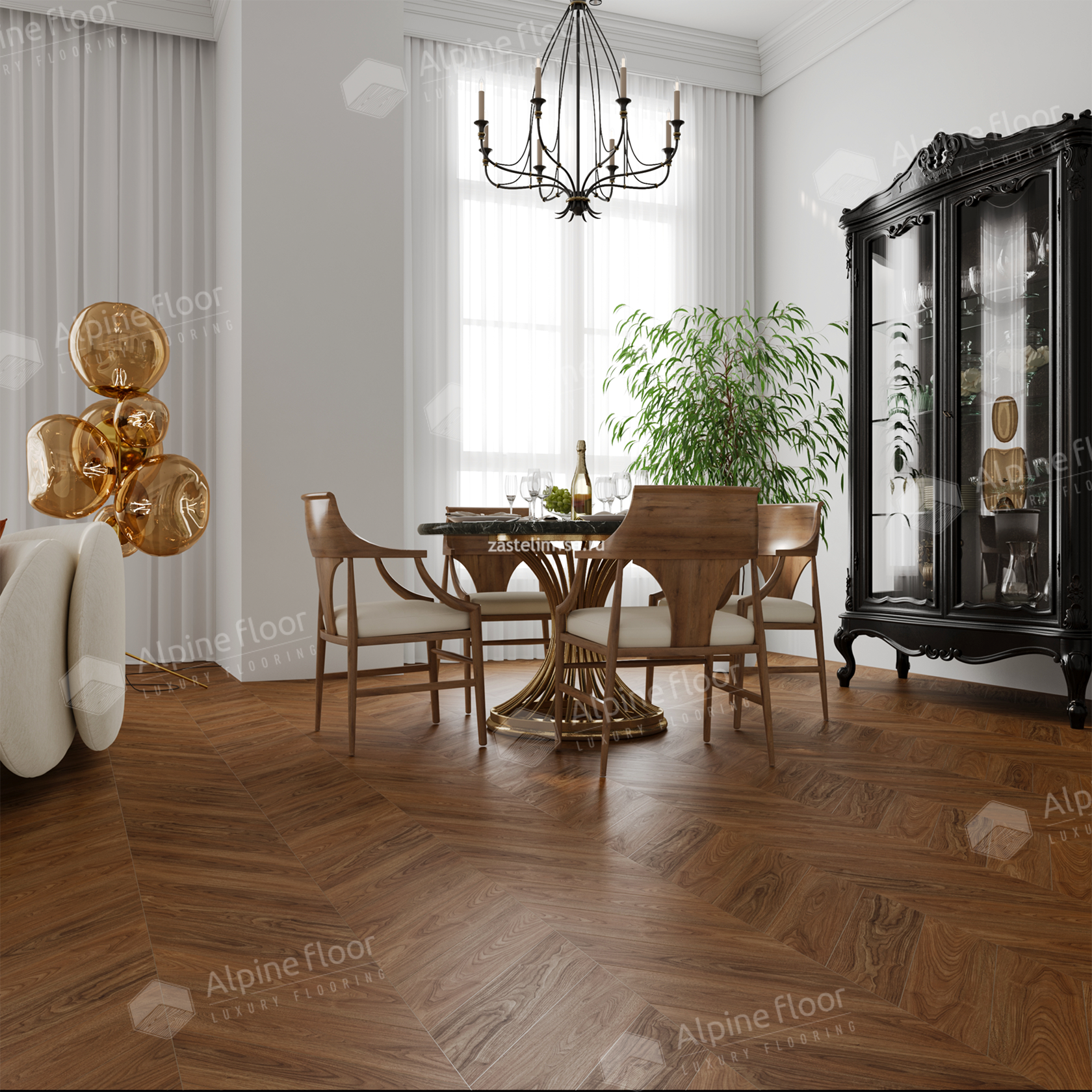 Кварцвиниловый ламинат AlpineFloor Chevron Alpine Орех Нойер Chevron ECO 18-22