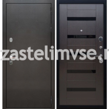 Дверь металлическая Люкс-2 (Люкс-1) антик серебро черная лакобель/венге 960мм